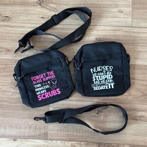 Black Nurse Graphic Crossbody Bag - Set of 2